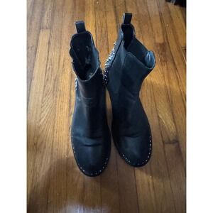 Sam Edelman Jalyn Black Chunky Lug Sole Embellished Pull On Ankle Booties Sz 8